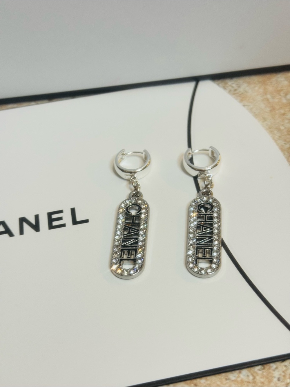 Silver Hoop Earrings with RARE Authentic Hardware & Chanel Box